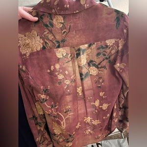 Peruvian connection floral button down blouse